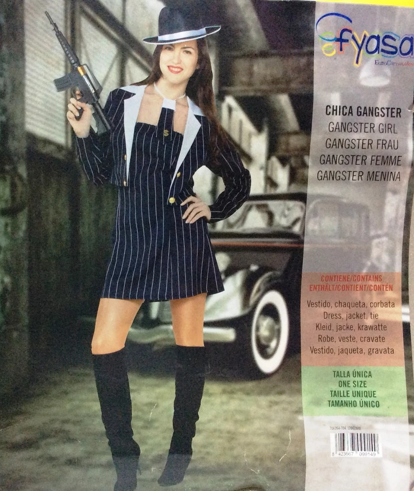 CARNEVALE HALLOWEEN VESTITO RAGAZZA GANGSTER GIRL SEXY TAGLIA UNICA ADULTO - Immagine 1 di 1