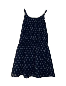 Nautica Dress Spaghetti Strap Blue White Circles Girls Size 5 Polyester Bow - Picture 1 of 5