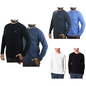 2 Pack Men Long Sleeve T Shirt Cotton Round Neck Top Plain T-shirt Tee Top S-3XL - Picture 1 of 18