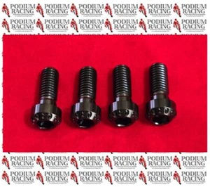 DUCATI PRE 2002 748 996 998 BLACK DIMPLED TITANIUM FRONT CALIPER BOLTS SET OF 4 - Picture 1 of 1