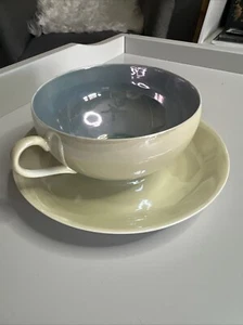 Vintage Rare Set Swid Powell Luster Tea Cup Set With Saucer Pearl Yellow Mug Set - Picture 1 of 10