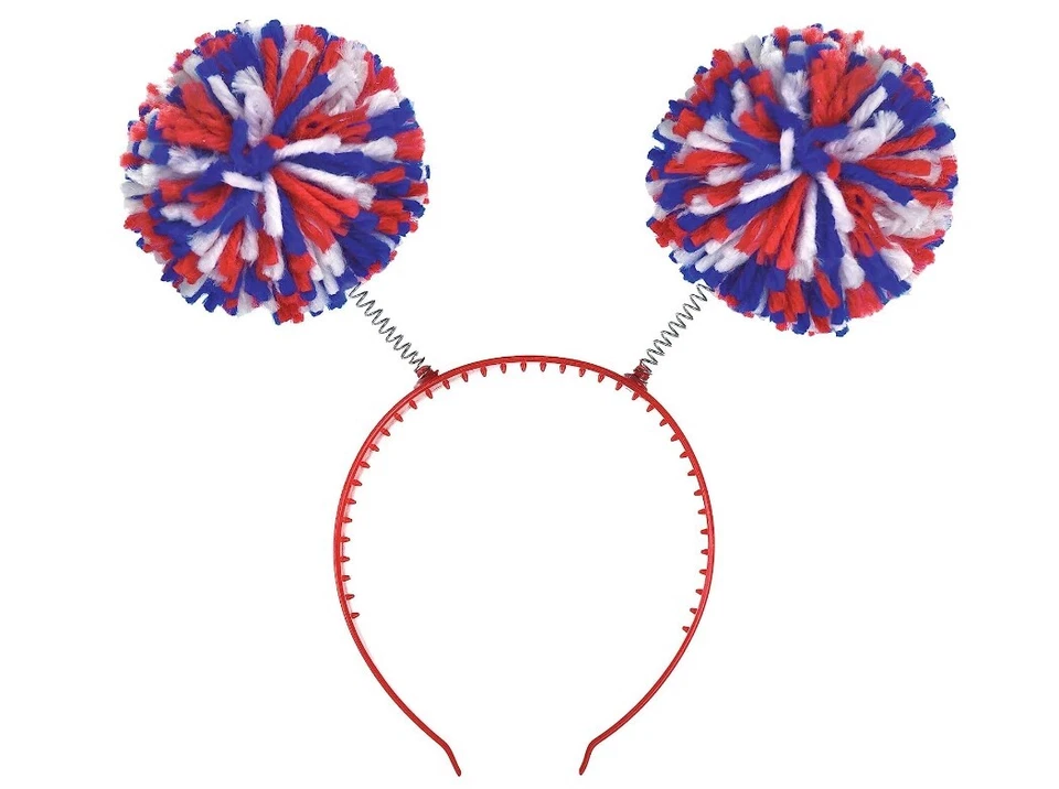 Patriótico Pom Pom Cabeza Bopper - Rojo Blanco Azul - Accesorio de Disfraz - Talla Única Foto 1 de 1