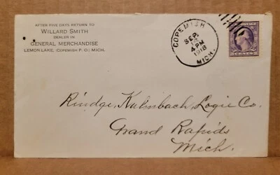 COPEMISH MICHIGAN 1918 Michigan Cover Lemon Lake Willard Smith General Store  - Image 1 of 3