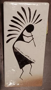 Kokopelli Flute Dancer Art Tile Sintopress Italy Made Signed Sharon Stine 1996 - Picture 1 of 4