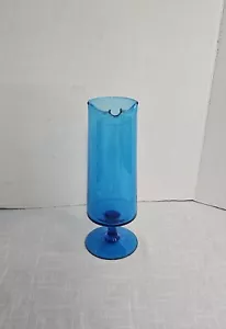 De colección MCM Italiano Soplado Arte Vidrio Azul Pedestal Cóctel Jarra Pellizcada Pico - Imagen 1 de 12