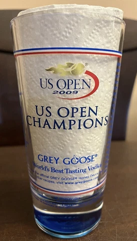 US OPEN 2009 Tennis Champions Grey Goose Plastic Drinking Beverage Glass Cup NEW Cover