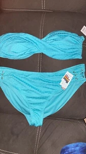 NWT Time And Tru Two Piece Bandeau Bathing Suit Teal Womens PLUS 2X 20-22 - Picture 1 of 14
