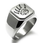 Stainless Steel Ferocious Bear Claw Symbol Mens Square Biker Style Signet Ring
