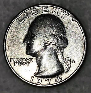 1974 D Error Quarter Filled Mint Mark Off Center Strike Reverse Chipped Die - Picture 1 of 6
