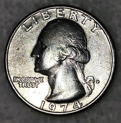 1974 D Error Quarter Filled Mint Mark Off Center Strike Reverse Chipped Die - Image 1 of 4