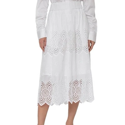 Bagatelle White Eyelet Embroidered Midi Skirt Scallop Hem Cotton Size XS NWT - Image 1 of 4