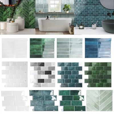 10x Self-Adhesive Marble Tiles Wall Sticker Stick On Kitchen Bathroom Home’Decor - Image 1 of 4