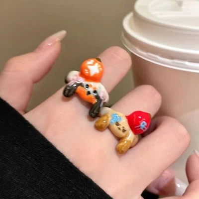 Anello cuore alla moda design unico in lega perfetto per look eleganti