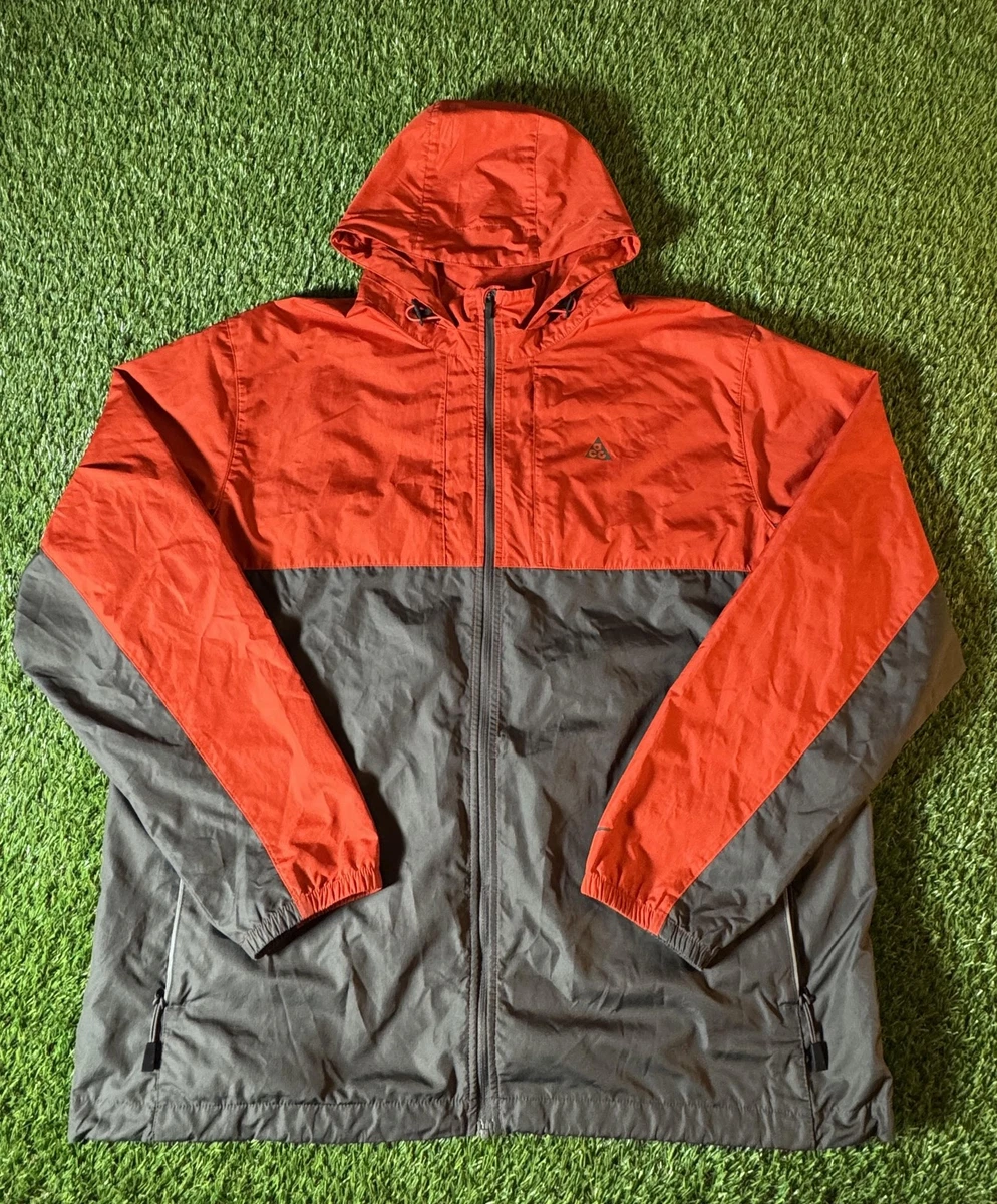 ジャケット・アウター Nike ACG Hooded jacket Orange/Dark Gray Nike ACG Jacket Mens XL Orange Gray Hooded Full Zip Windbreaker