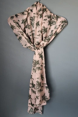 Cejon Green & Beige 100% Polyester Christmas Holiday Scarf Holly/Winter Trees - Image 1 of 4