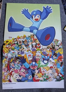 Póster Mega Man 20 Aniversario 15.5''x11.5'' Nintendo Power Doble Cara - Imagen 1 de 2
