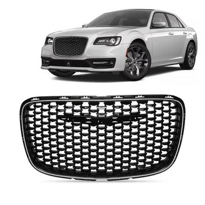 Fits 2015-2023 Chrysler 300 Black LED Front Upper Hood Grille w/white lamp - Изображение 1 из 4