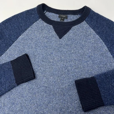 Suéter pulôver masculino J.Crew 100% lã de cordeiro azul médio manga longa gola redonda - Imagem 1 de 4