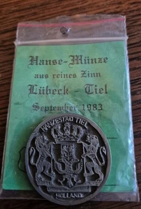 Hanse Münze aus Zinn LÜBECK - THIEL. Hansetag 9. September 1983 Sonderausgabe - Bild 1 von 2