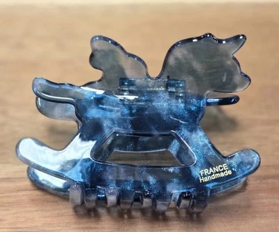 Pinza de pelo tema unicornio balancín azul estampada Francia hecha a mano ENVÍO GRATUITO  Foto 1 de 4