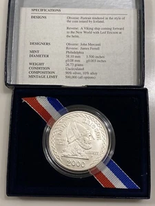 2000 LEIF ERICSON MILLENNIUM COMMEMORATIVE COIN OGP! - Picture 1 of 5
