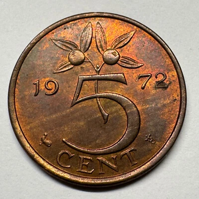 1972 Holanda 5 centavos - Moeda #C-013 - Imagem 1 de 2