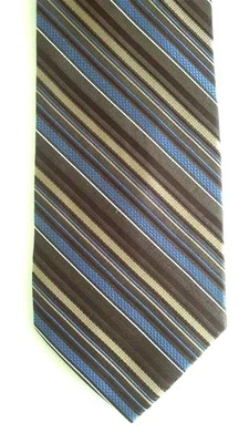 Corbata de cuello Croft & Barrow para hombre a rayas de seda marrón multi 3 1/2" x 57" Foto 1 de 2