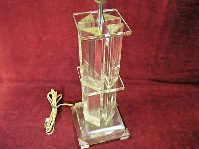 LÁMPARA DE MESA VINTAGE ART DECO MEDIADOS DE SIGLO MODERNA CRISTAL CORTE CRISTAL  Foto 1 de 4