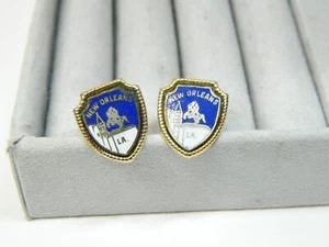 New Orleans Gold tone shield shaped cufflinks - Picture 1 of 2