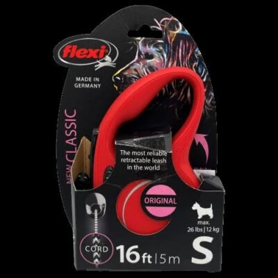 Correa retráctil clásica FLEXI para perro con cable roja pequeña 16 pies máximo 26 libras 12 kg NUEVA Foto 1 de 4