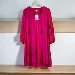 Crown & Ivy Womens Pink Midi Dress Sz XL Embroidery Casual Boho Cottagecore - Picture 1 of 8