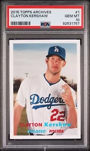 2015 Topps Archives Baseball Clayton Kershaw Card #1 PSA GEM MT 10 - Picture 1 of 2