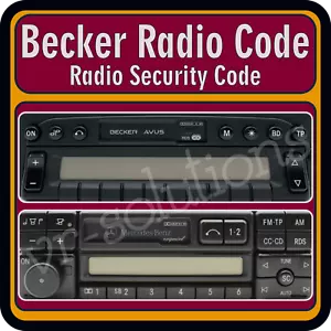 Becker Radio Unlock Code Harman BE2011 BE1690 BE2010 BE1801 BE1692 BE2035 BE1689 - Picture 1 of 2