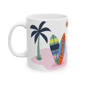 Fun Beach Style Coffee Mug, Ceramic Coffee Cup, 11oz or 15oz Size, Perfect Gift - Picture 1 of 12
