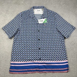 Original Penguin Button Up Men's Large Tencel Geometric Shirt Short Sleeve - Picture 1 of 7