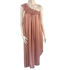 Ulla Johnson Jade Pleated One Shoulder Midi Dress Wedding Party - 8 - Mauve Pink - Picture 1 of 15