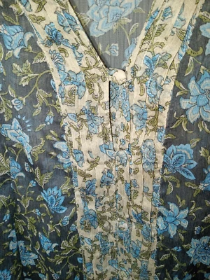 Blusa Converse One Star Top Talla S Azul Floral Camisa Boho Hippie Foto 1 de 4