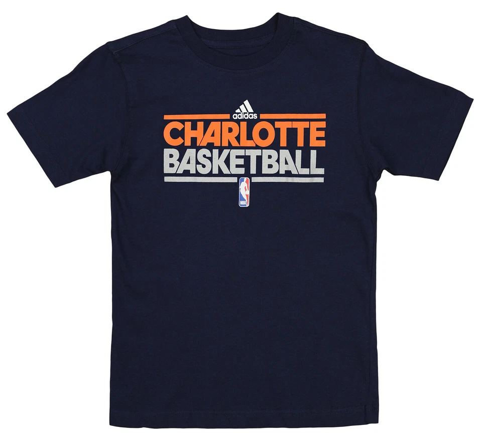 Adidas NBA Basketball Youth Charlotte Bobcats Practice Tee Shirt, Navy - Image 1 of 1