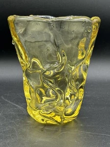 Seguso Vetri d'Arte Glass Vase Yellow 6" Italy - Picture 1 of 6
