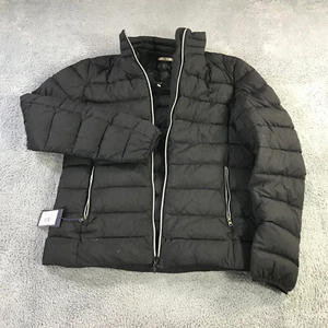 Armani Jeans Jacket Womens Large Down Quilted Puffer Black Jacket Coat Vintage V - Picture 1 of 18