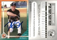 David Wright Signed 2003 Grandstand Florida State T/P #NNO RC Card Auto AU