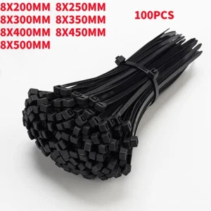 8MM 100Pcs Nylon Cable Ties Adjustable Self-locking Cord Ties Straps Plastic - Picture 1 of 6