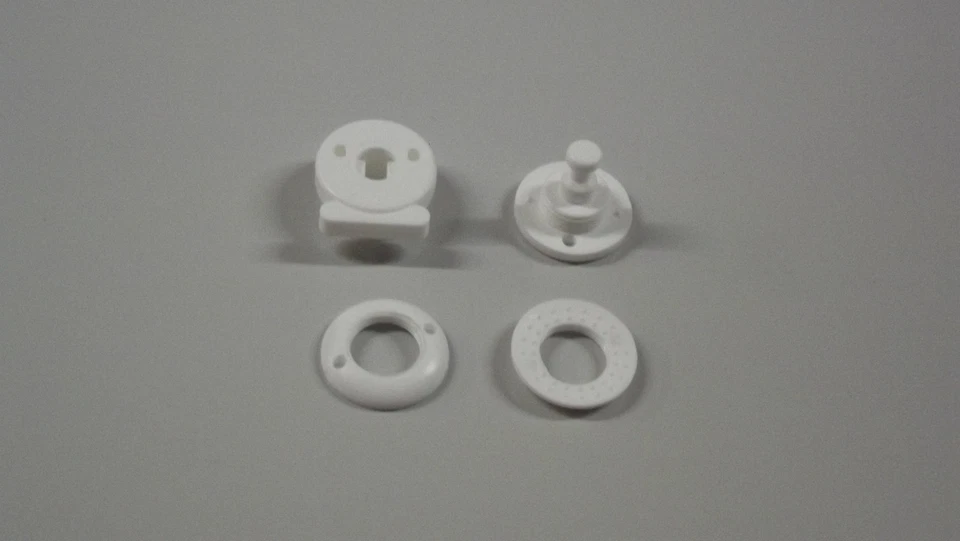 10 x Minax-Schnellverschlüsse, Kunststoff, Ober-und Unterteil, Stoff-Stoff weiß