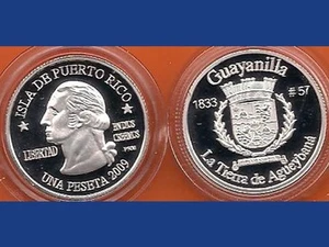 Silver PESETA GUAYANILLA 2009 Puerto Rico Boricua Quarter 1/100 Plata - Picture 1 of 2