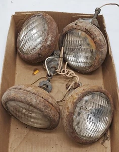 Awesome Barn Find Natural Patina. 4(two Sets) Antique Rat Rod Tractor Fog Lights - Picture 1 of 1