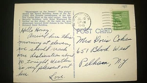 Postal estampada vintage 1945 "N. & CENTRAL AVE.PHOENIX,ARIZONA" ARIZONA a NY - Imagen 1 de 2