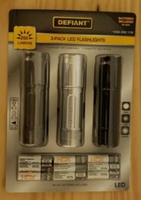 ⭐️⭐️⭐️Defiant 200-Lumens LED Flashlight (3-Pack) With 9(AAA) Batteries⭐️⭐️⭐️ 
