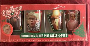 A Christmas Story Movie 4 Pack Set Collectors Series Pint Drink Glass Leg Lamp