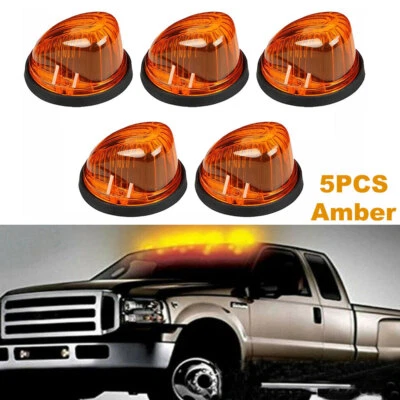 5X Roof Running Cab Marker Lights Amber Cover Lens/Base For GMC Chevy C/K Series - Image 1 of 4