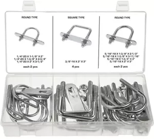 SWORDFISH 32810 Zinc Plated Round & Square Type U Bolts Assortment, pack of 18pc - Picture 1 of 1